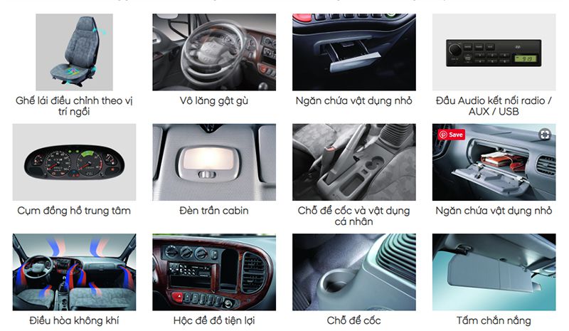  Một số tính năng nổi bật tích hợp bên trong nội thất xe tải Hyundai 110SP